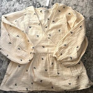 Madewell Lightspun Peplum Wrap Top in Tiny Bows